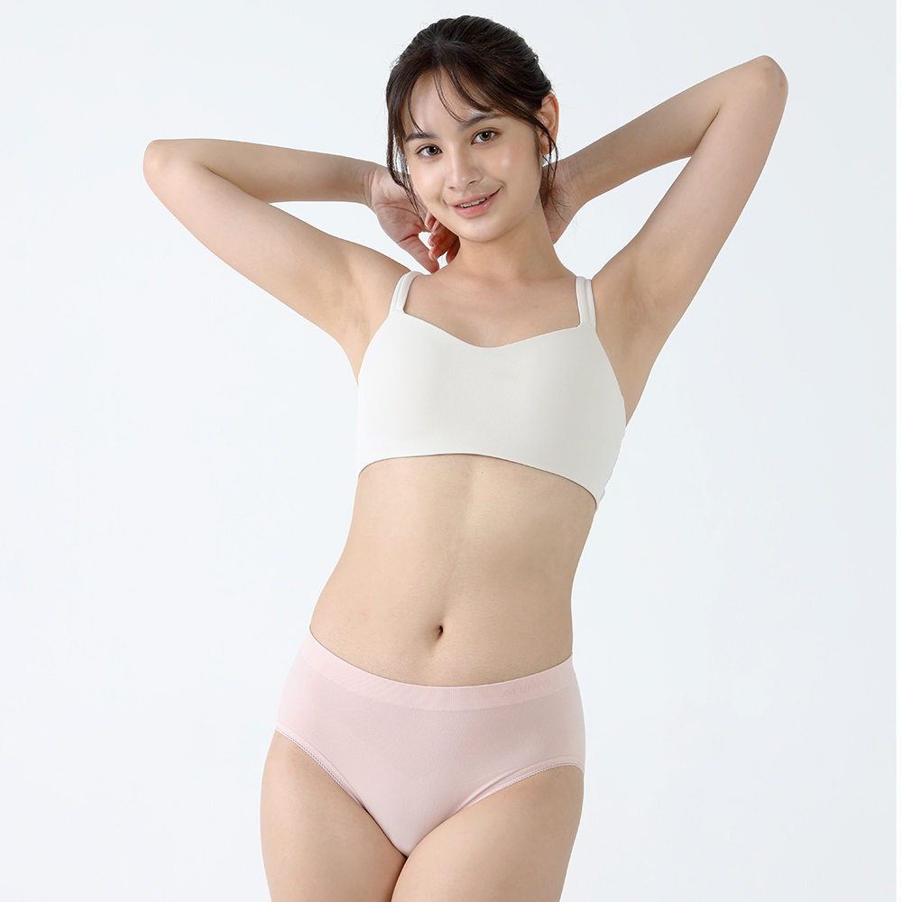 女款瞬透無縫抑菌中腰三角內褲(A1UCGZ17W霧粉/透氣排汗/涼感/抑菌/無縫工藝/高彈力/台灣製)