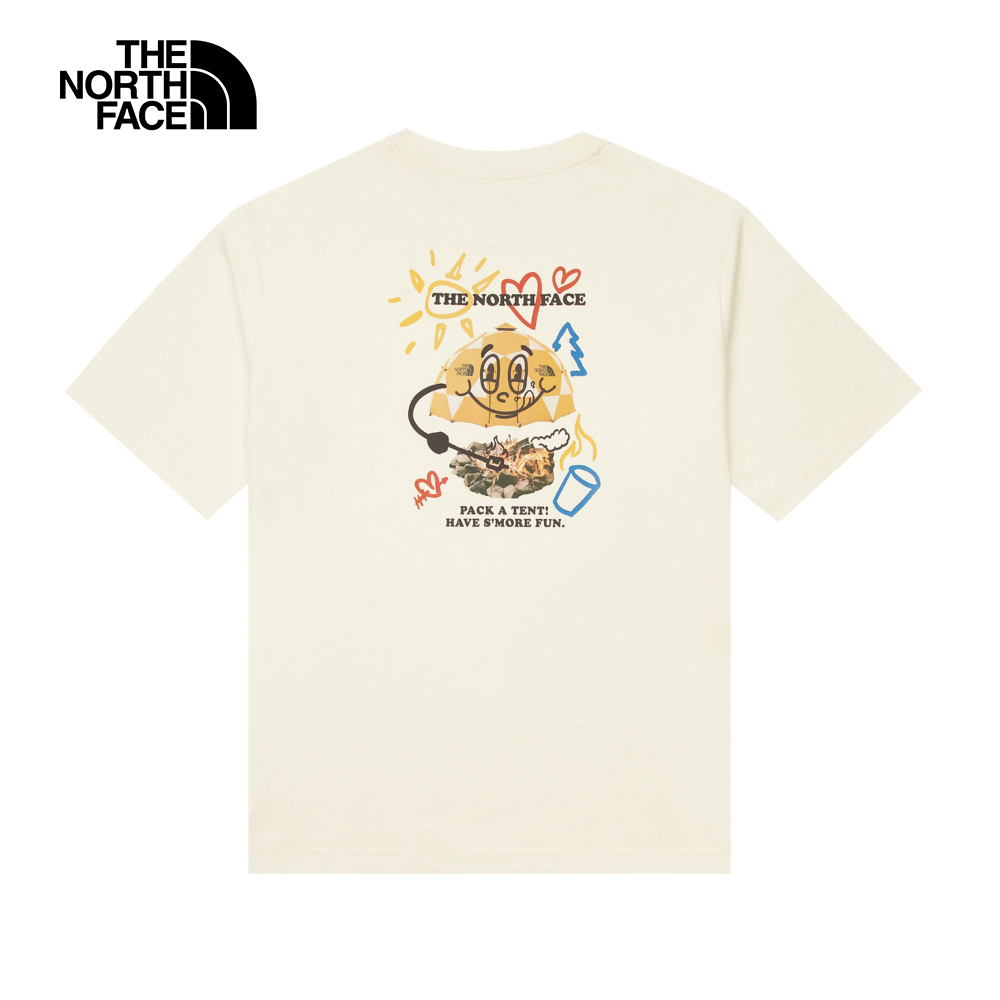 The North Face北面男女款米白色純棉短袖T恤｜8D85QLI