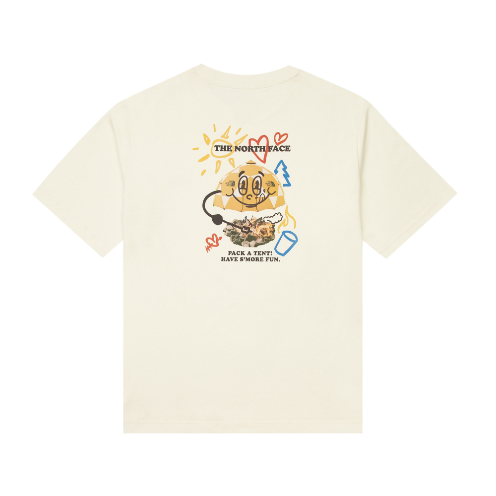 The North Face北面男女款米白色純棉短袖T恤｜8D85QLI