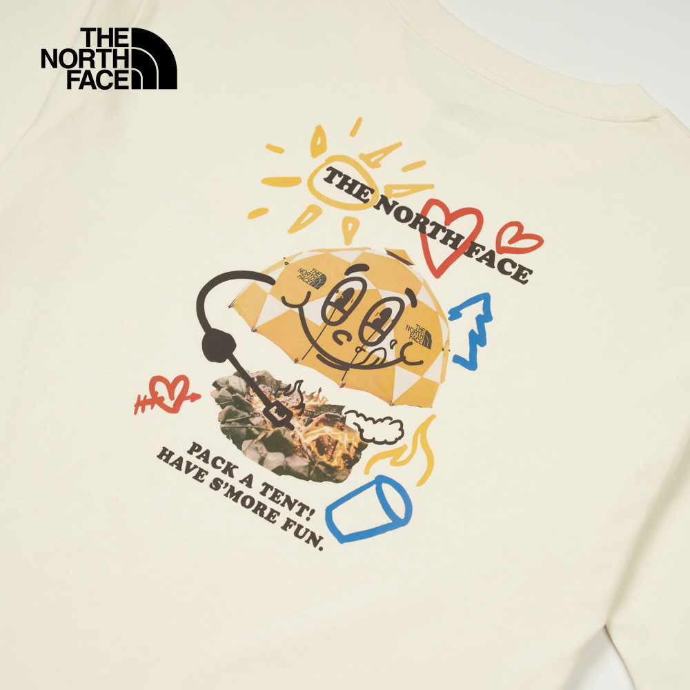 The North Face北面男女款米白色純棉短袖T恤｜8D85QLI