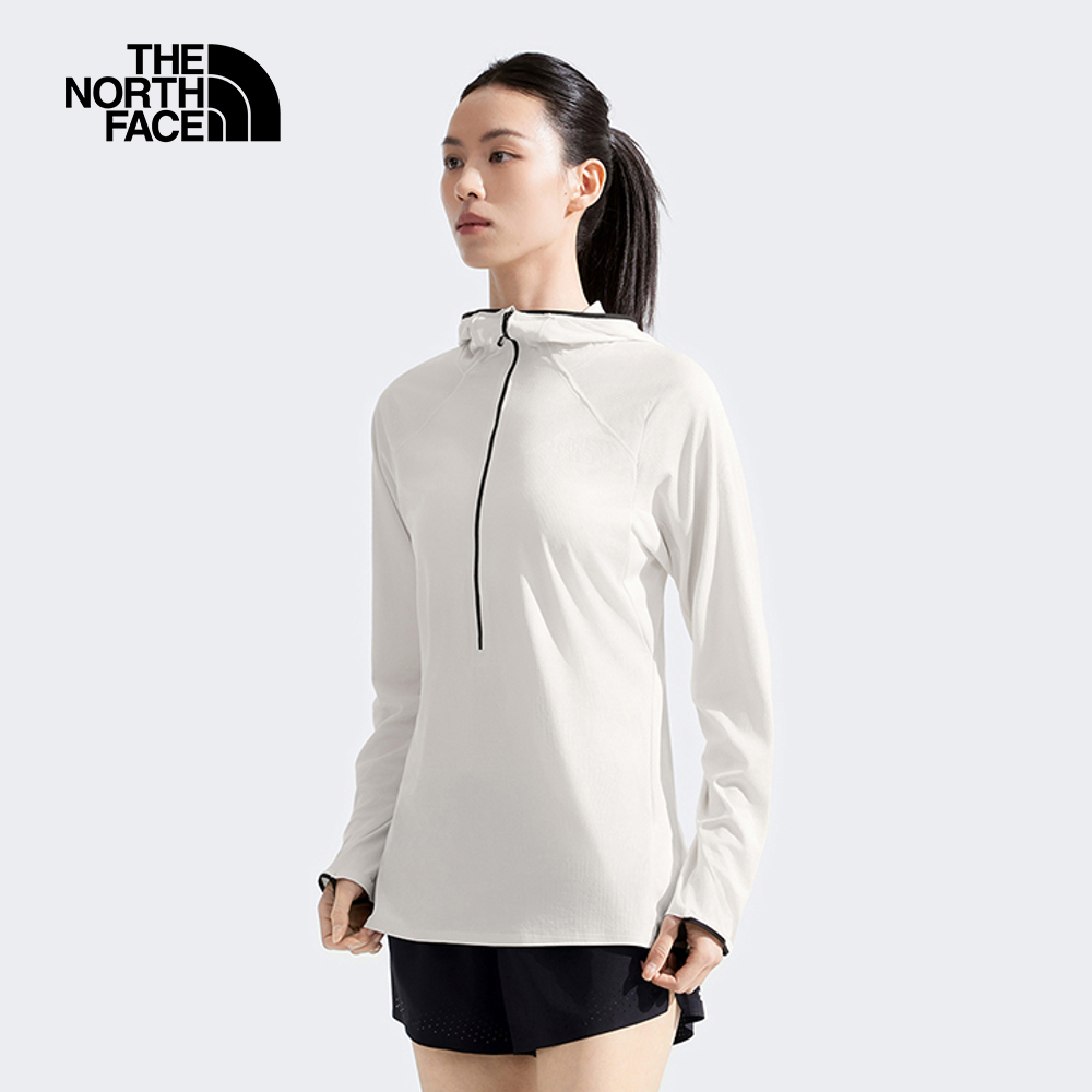 女款米白色UPF防曬長袖上衣｜8BM6QLI