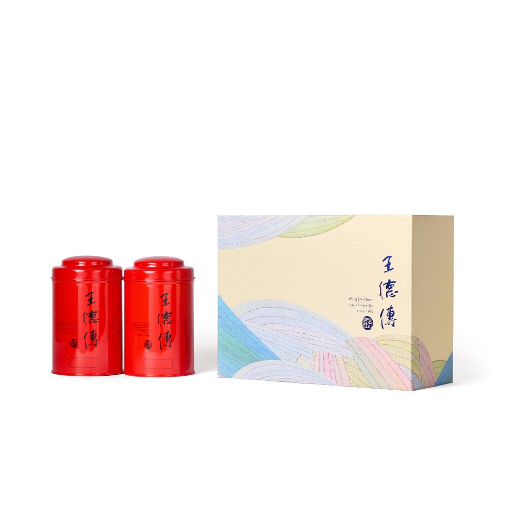 【德傳茶葉禮盒 | 迎曦】杉林溪金萱烏龍120g+焙香紅烏龍120g-王德傳