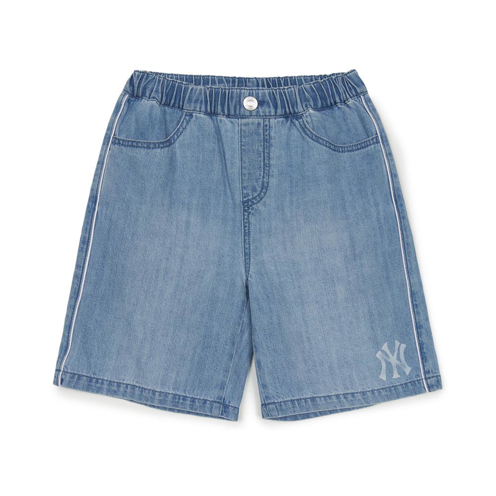 MLB KIDS 丹寧牛仔褲 休閒短褲 童裝 Varsity系列 紐約洋基隊 (7ADPV0153-50BLL)