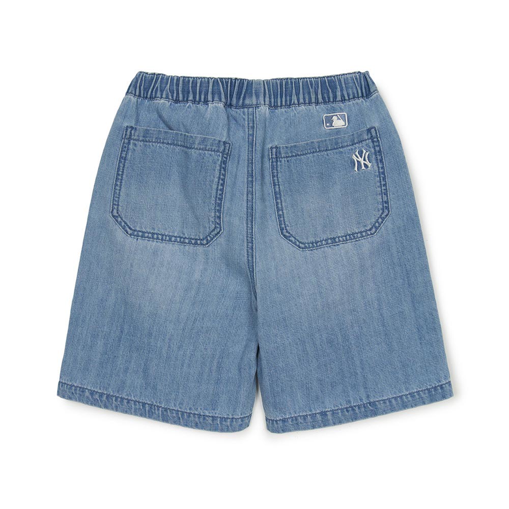 MLB KIDS 丹寧牛仔褲 休閒短褲 童裝 Varsity系列 紐約洋基隊 (7ADPV0153-50BLL)
