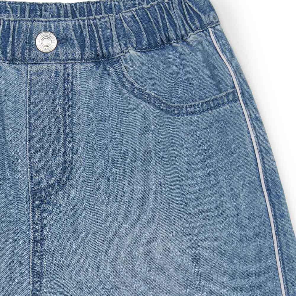 MLB KIDS 丹寧牛仔褲 休閒短褲 童裝 Varsity系列 紐約洋基隊 (7ADPV0153-50BLL)