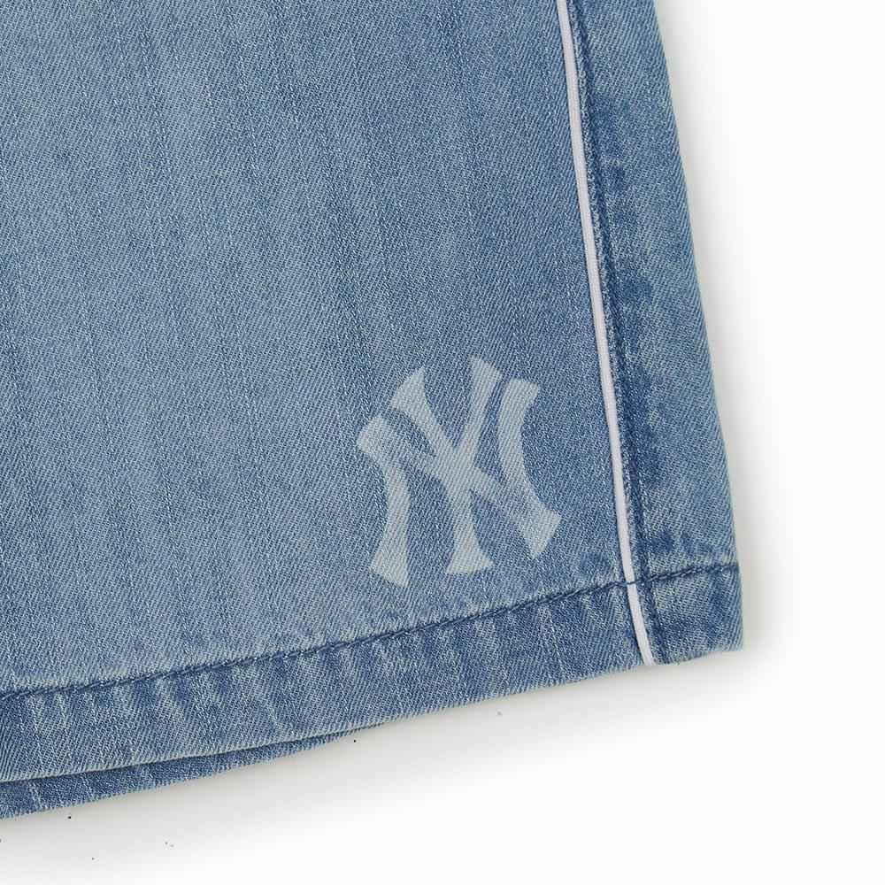MLB KIDS 丹寧牛仔褲 休閒短褲 童裝 Varsity系列 紐約洋基隊 (7ADPV0153-50BLL)