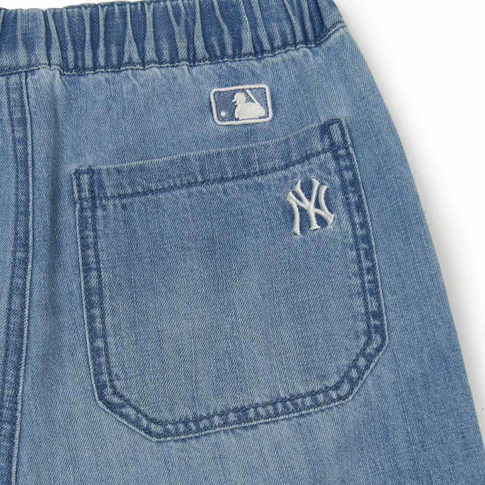 MLB KIDS 丹寧牛仔褲 休閒短褲 童裝 Varsity系列 紐約洋基隊 (7ADPV0153-50BLL)