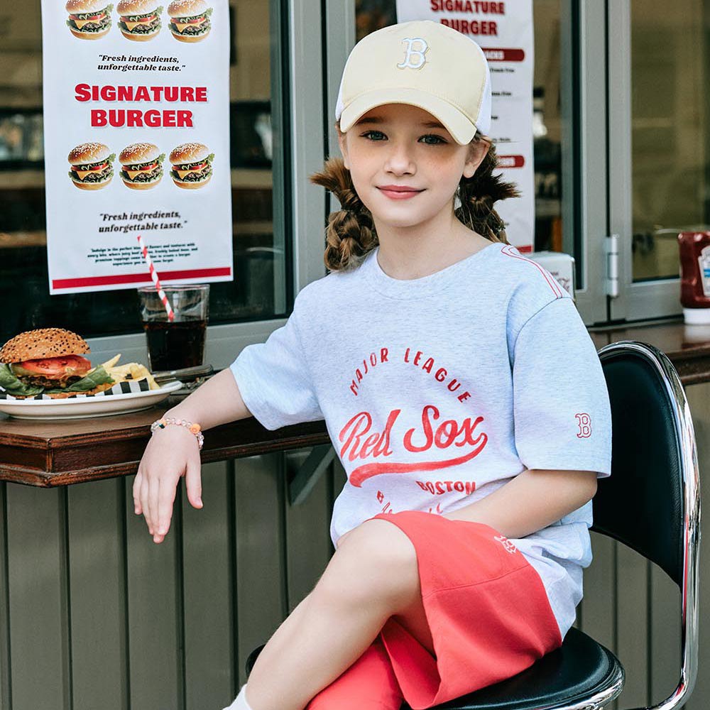 MLB KIDS 運動套裝 短袖T恤+短褲 童裝 波士頓紅襪隊 (7AS1VT153-43RDL)