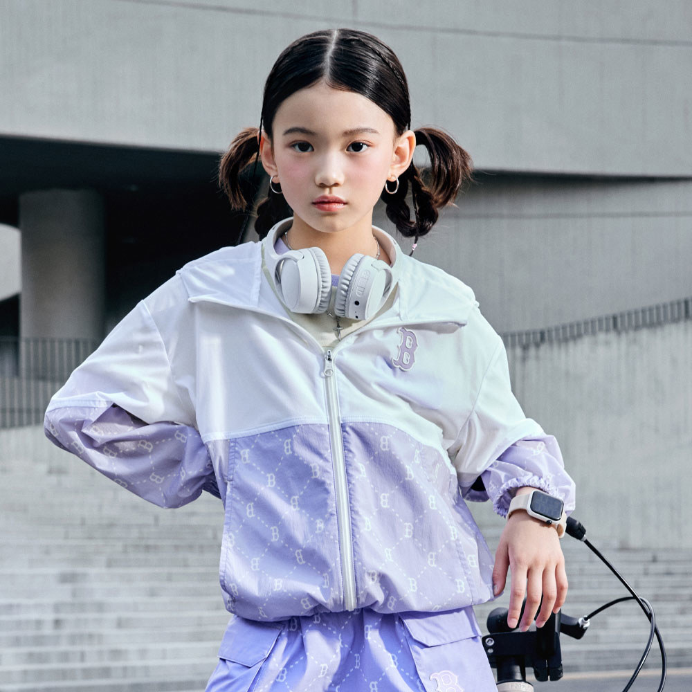 MLB Korea MLB KIDS 抗UV連帽防風外套 夾克 童裝 Monogram系列 波士頓紅襪