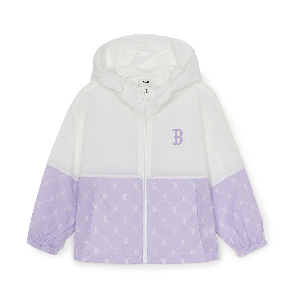 MLB KIDS 抗UV連帽防風外套 夾克 童裝 Monogram系列 波士頓紅襪隊 (7AWJMD653-43LDL)
