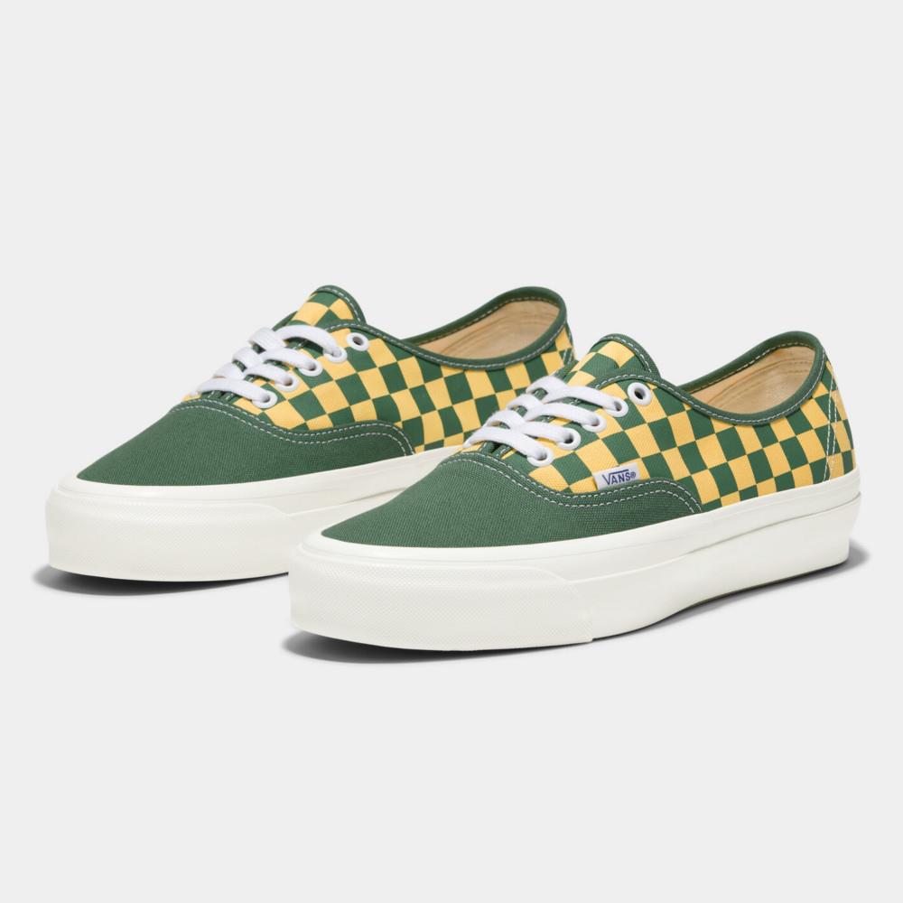 Vans Premium LX Authentic 44 男女款綠色/黃色棋盤格滑板鞋