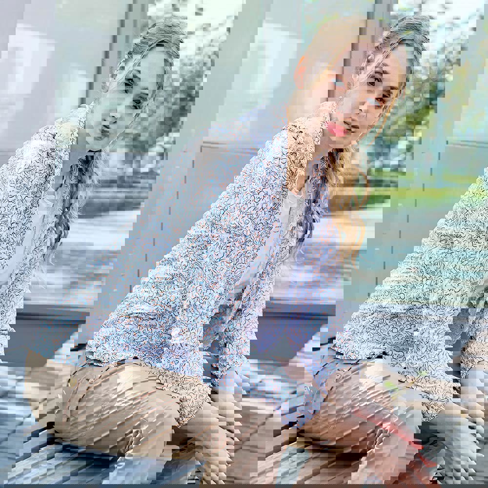 女款蚊瘋不動涼感外套(A2GA2512W米卡印花/防曬外套/防蚊外套/涼感)