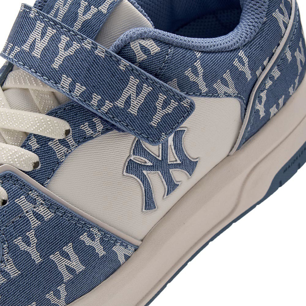 MLB KIDS 牛仔丹寧Monogram老爹鞋 學長鞋 童鞋 Chunky Liner 紐約洋基隊 (7ASXLM15N-50SBS)