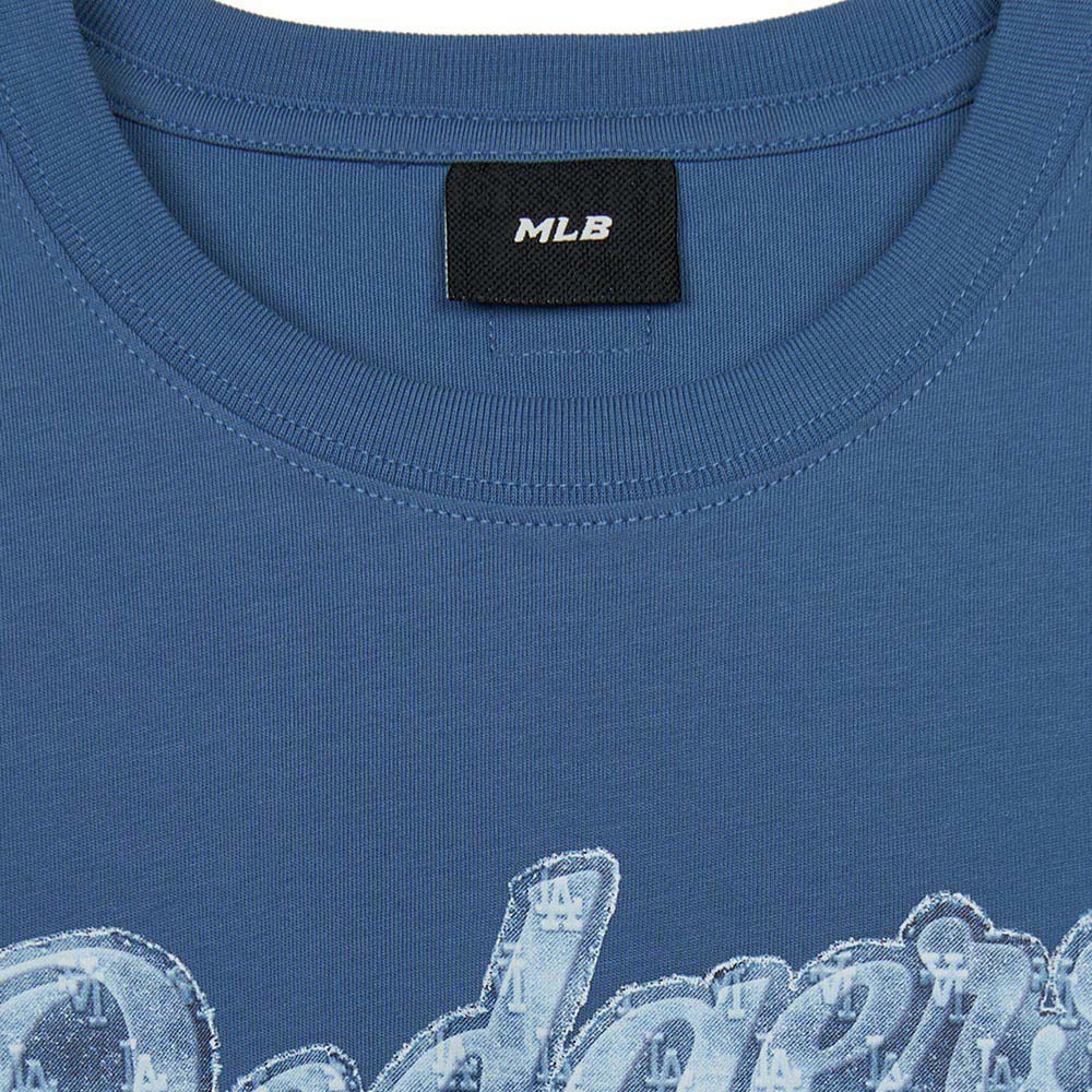 MLB KIDS 牛仔丹寧短袖T恤 童裝 Monogram系列 洛杉磯道奇隊 (7ATSM0753-07BLD)