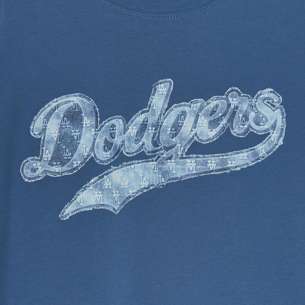 MLB KIDS 牛仔丹寧短袖T恤 童裝 Monogram系列 洛杉磯道奇隊 (7ATSM0753-07BLD)