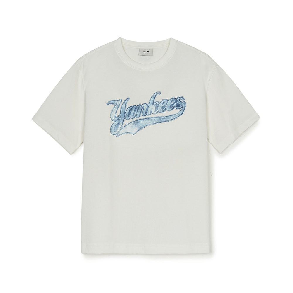MLB KIDS 牛仔丹寧短袖T恤 童裝 Monogram系列 紐約洋基隊 (7ATSM0753-50IVS