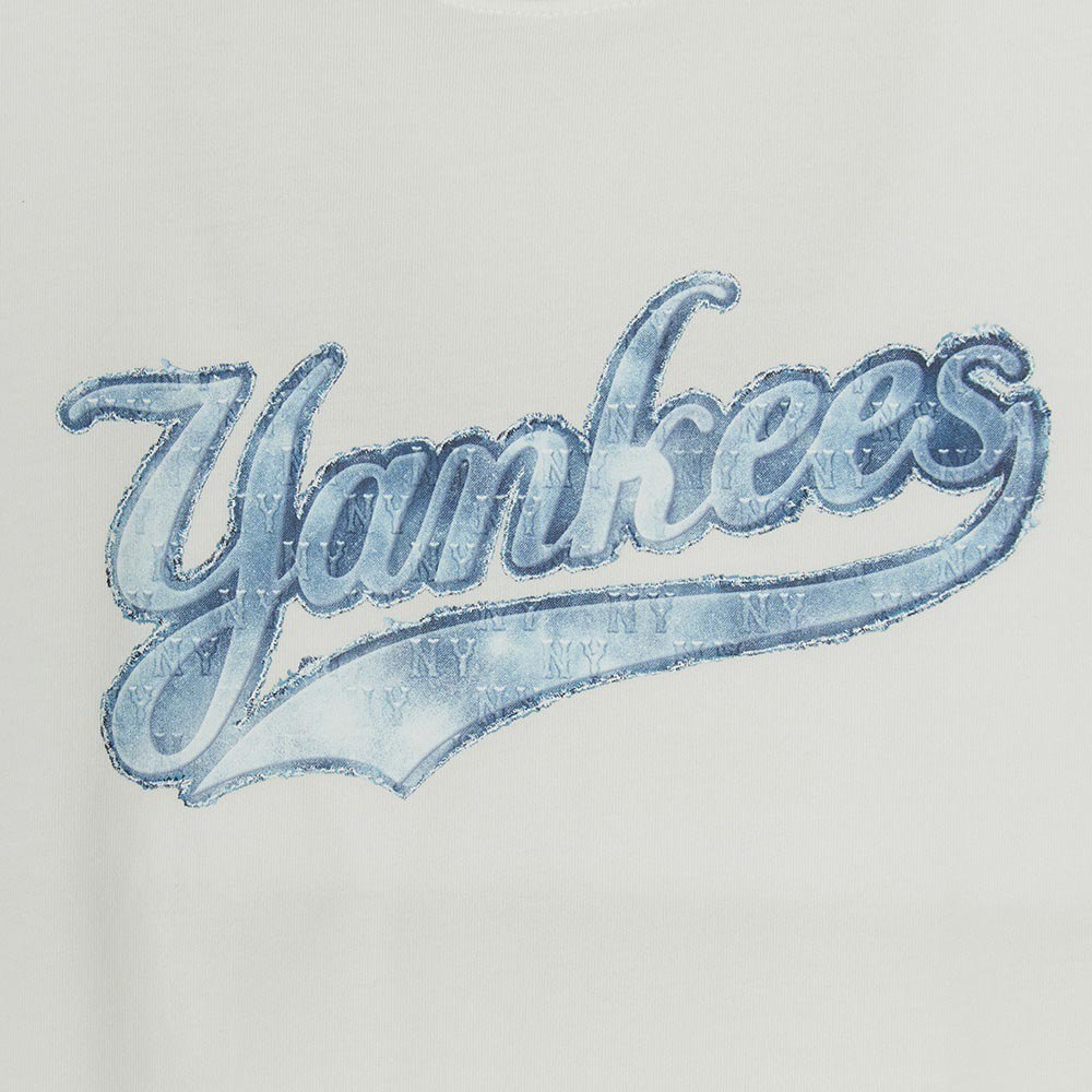 MLB KIDS 牛仔丹寧短袖T恤 童裝 Monogram系列 紐約洋基隊 (7ATSM0753-50IVS)