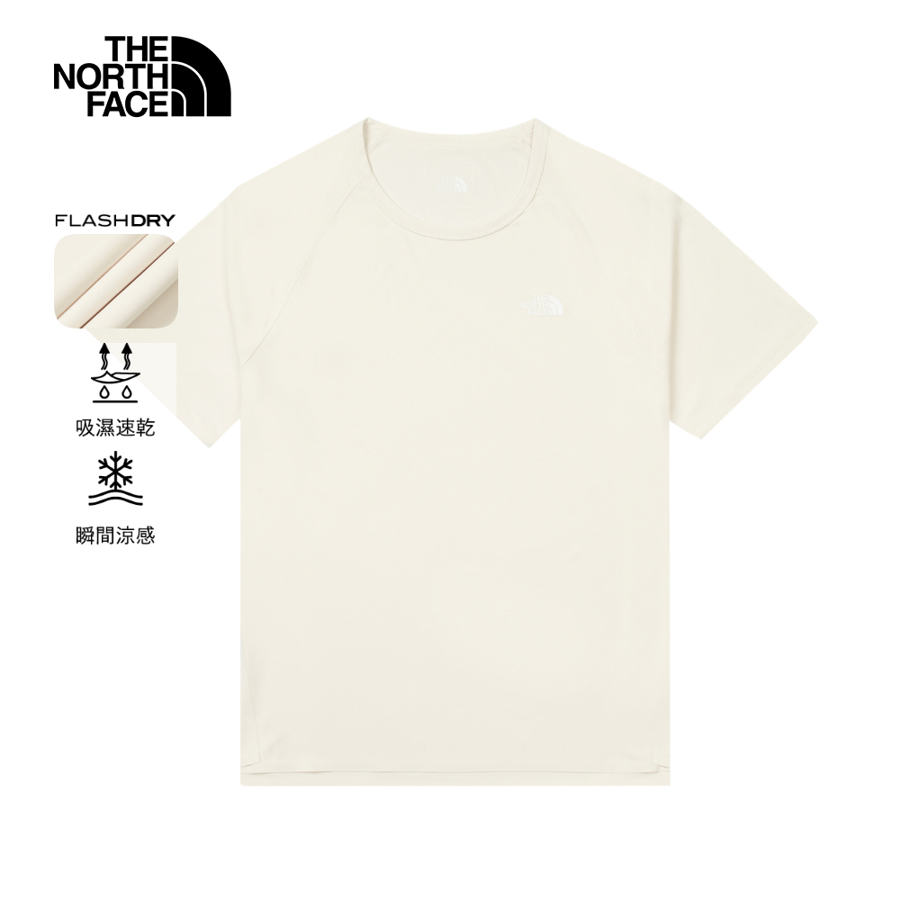 The North Face北面男款米白色UPF防曬短袖T恤｜87W7QLI