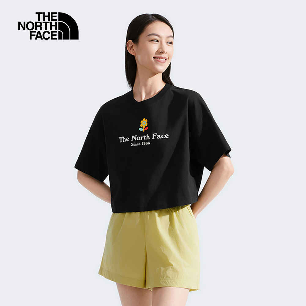 The North Face北面女款黑色純棉短版短袖T恤｜8DCEJK3