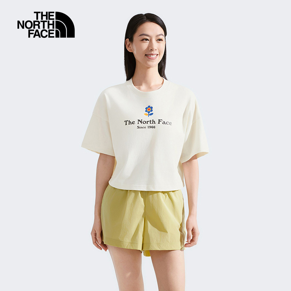 【10/27 12點限時搶購】The North Face北面女款米白色純棉短版短袖T恤｜8DCEQLI