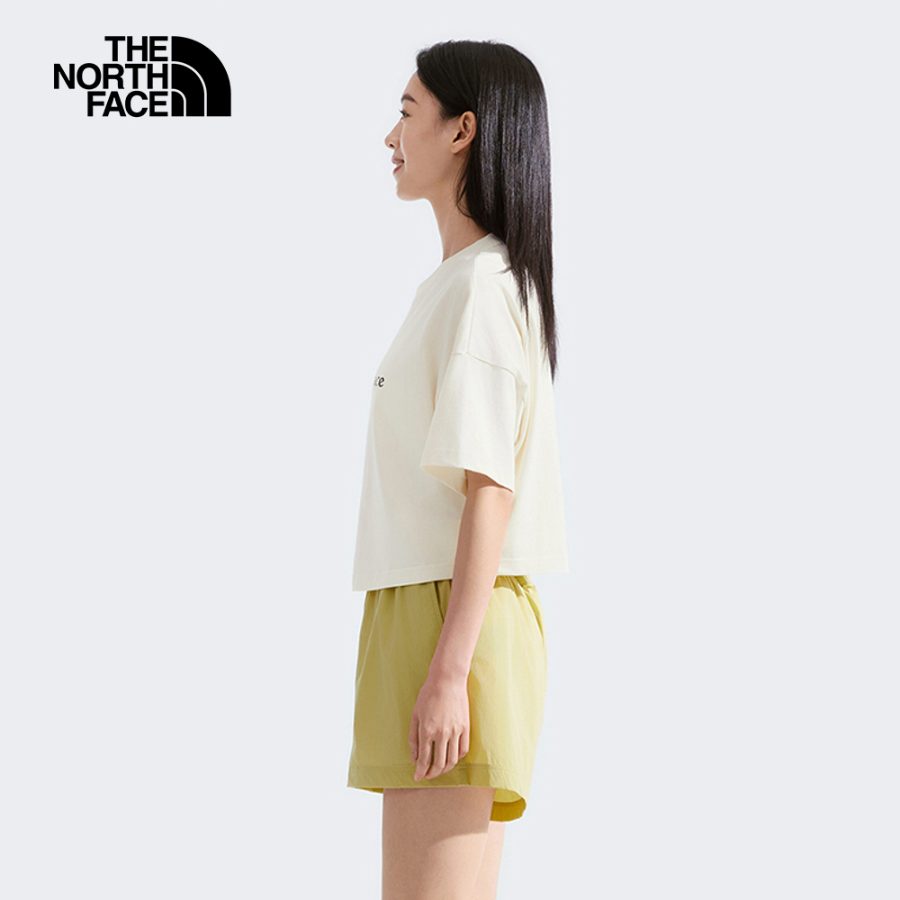 【10/27 12點限時搶購】The North Face北面女款米白色純棉短版短袖T恤｜8DCEQLI