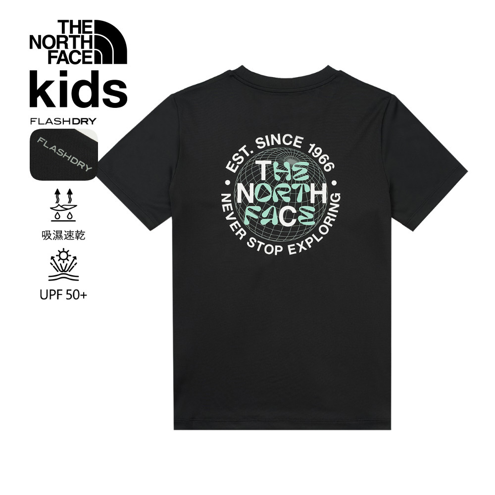The North Face北面兒童黑色吸濕排汗短袖T恤｜8DD1JK3