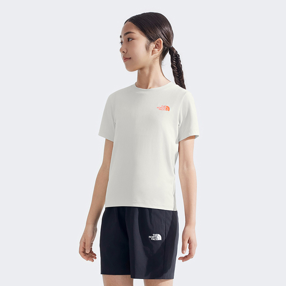 The North Face北面兒童米白色吸濕排汗短袖T恤｜8DD1QLI