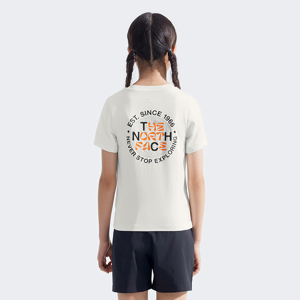 The North Face北面兒童米白色吸濕排汗短袖T恤｜8DD1QLI