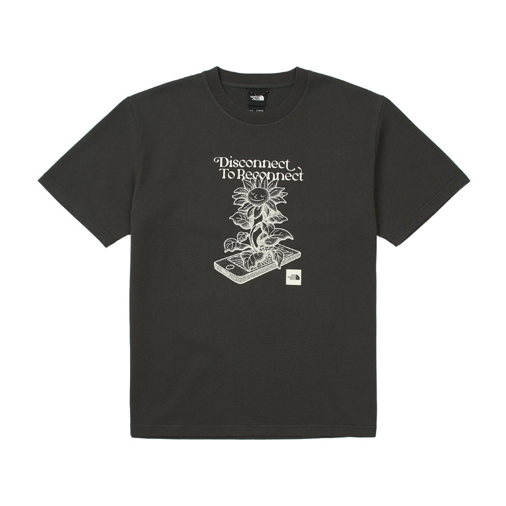 UE男款深灰色純棉大尺寸印花短袖T恤｜8C6Q0C5