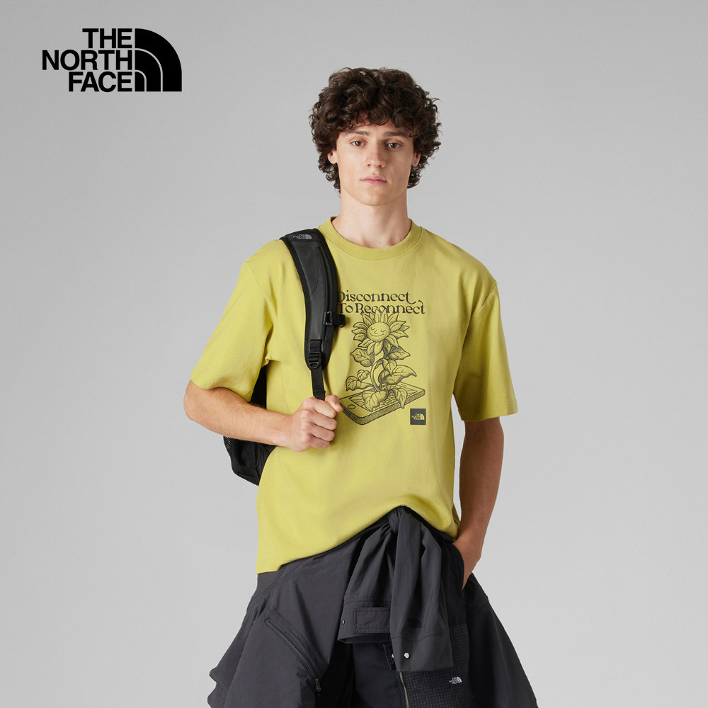 UE男款卡其色純棉大尺寸印花短袖T恤｜8C6Q0UO