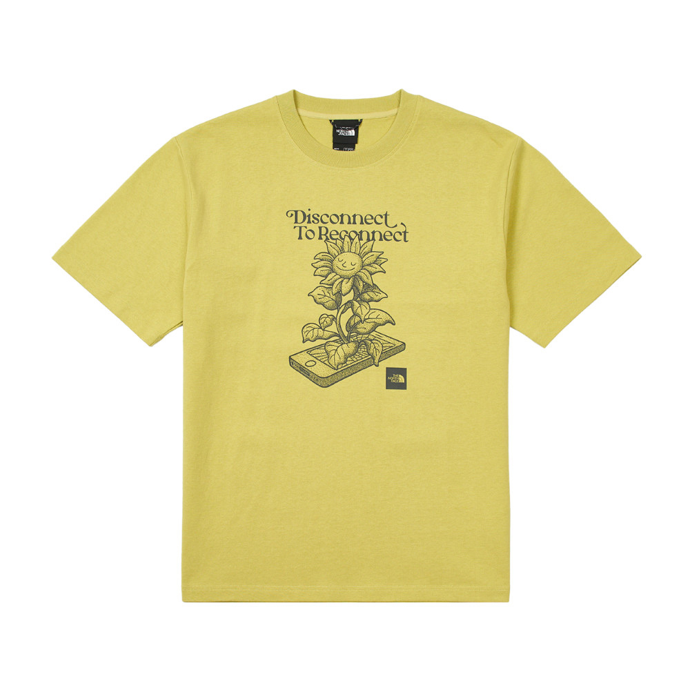 UE男款卡其色純棉大尺寸印花短袖T恤｜8C6Q0UO