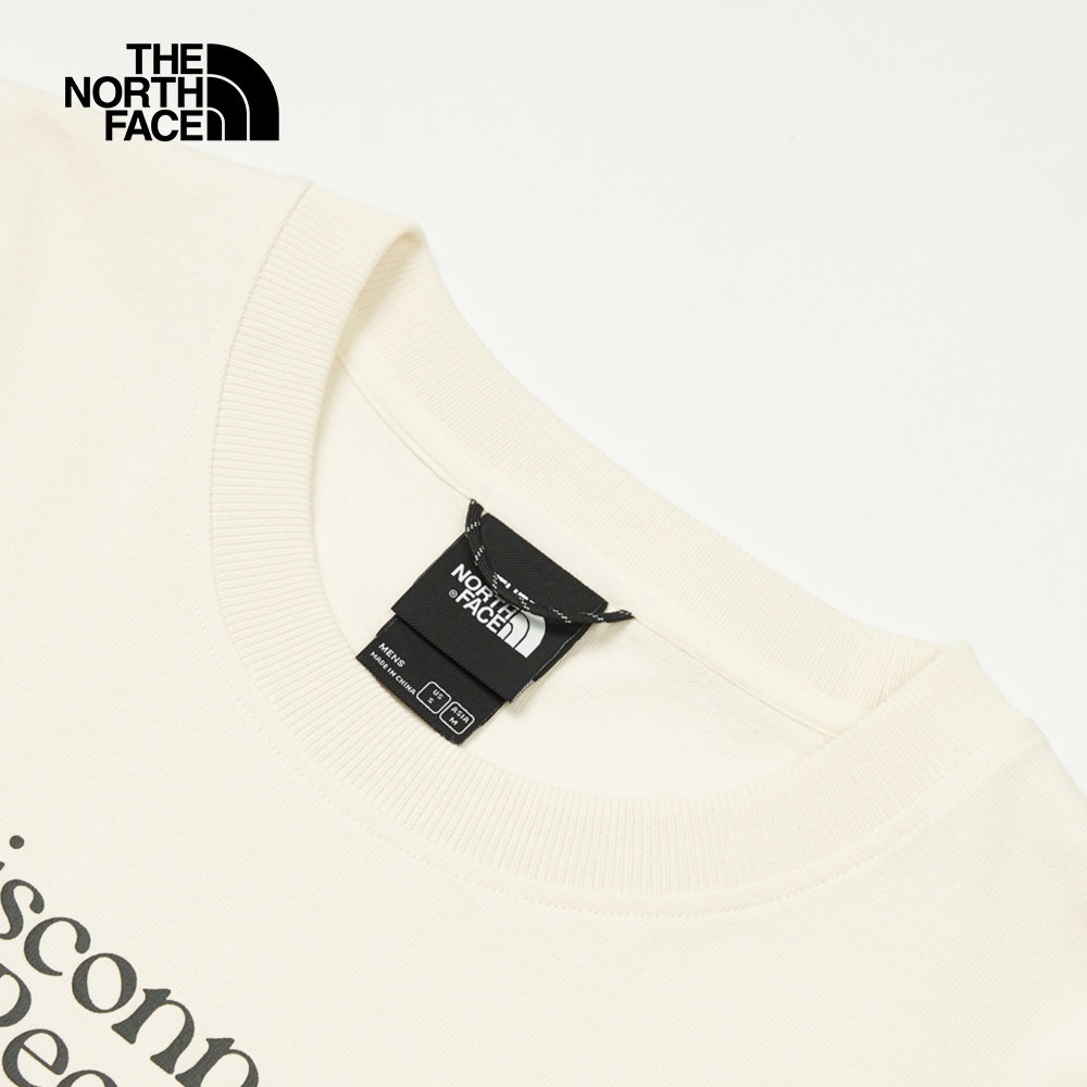 UE男款米白色純棉大尺寸印花短袖T恤｜8C6QQLI