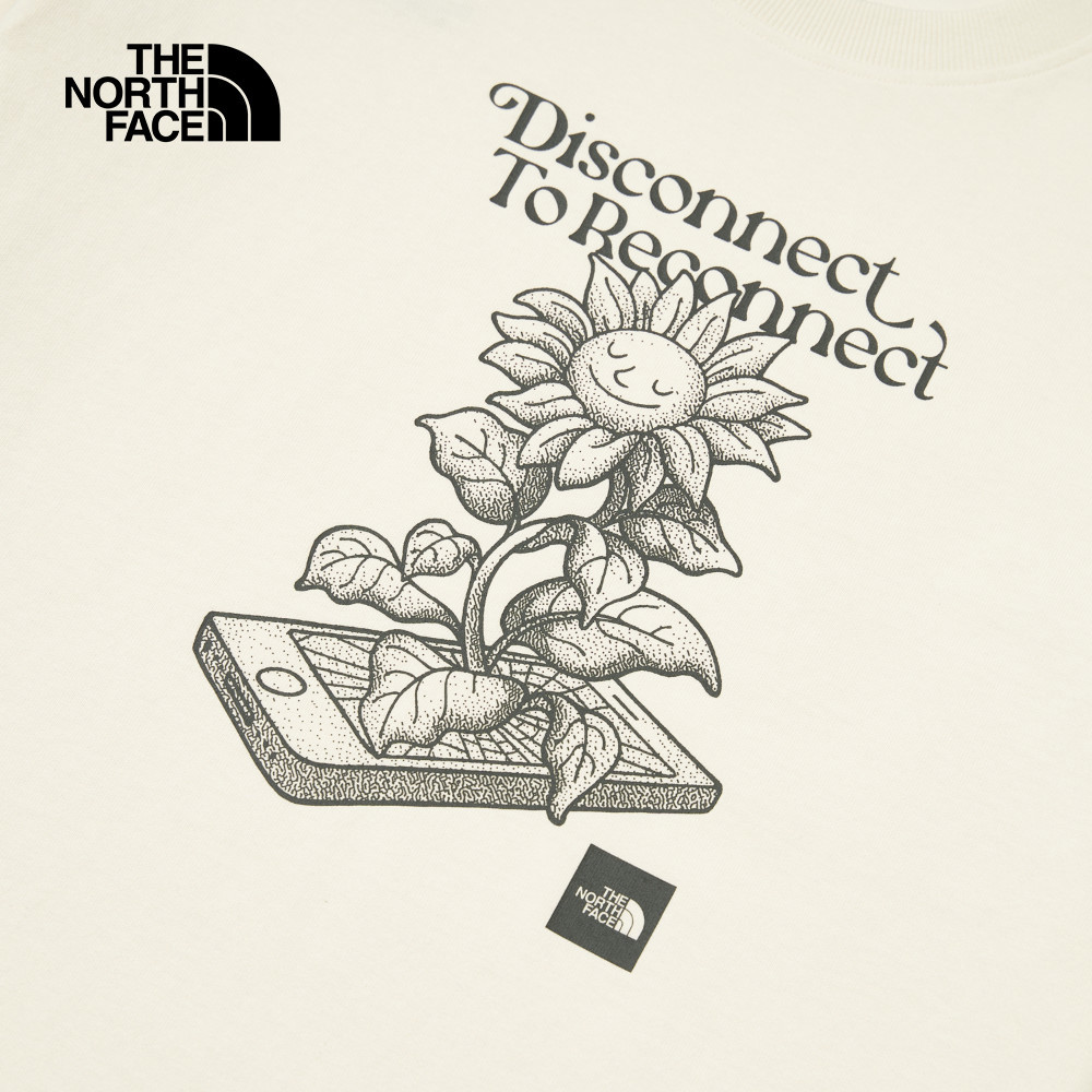 UE男款米白色純棉大尺寸印花短袖T恤｜8C6QQLI