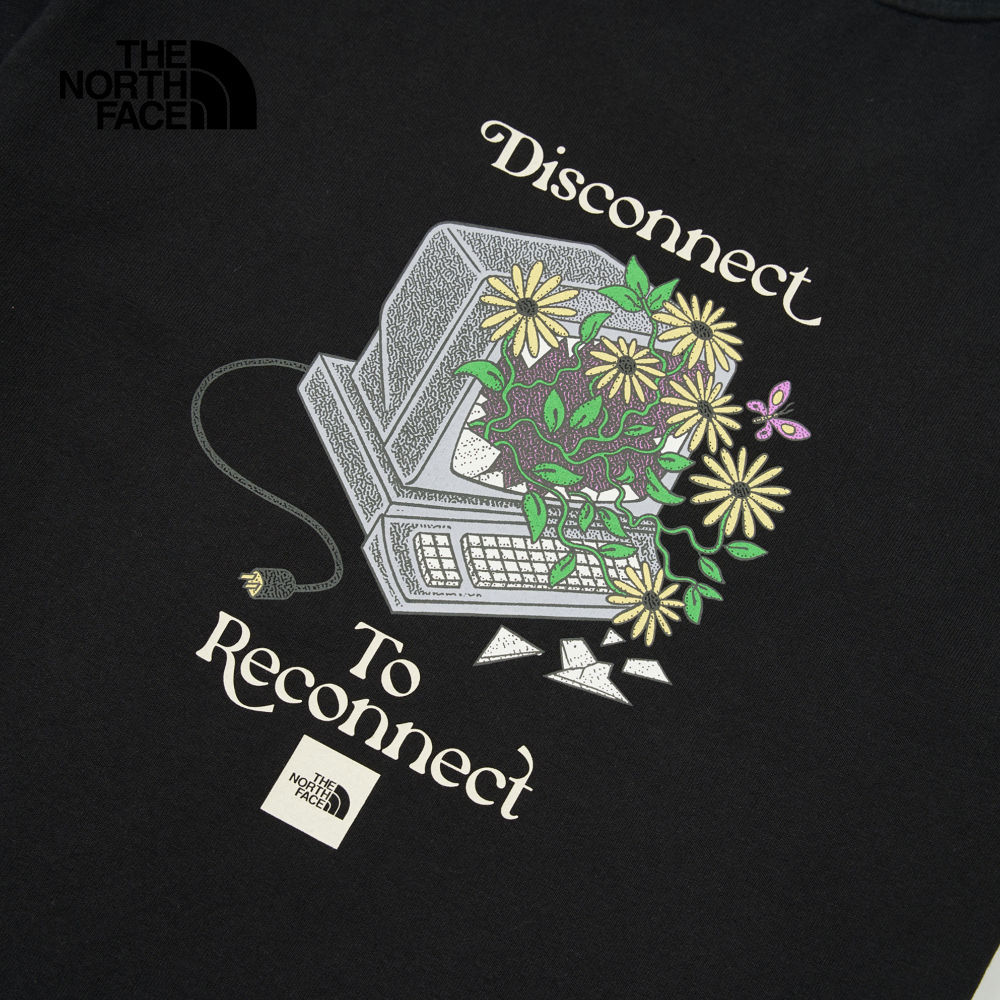 UE男款黑色純棉大尺寸印花短袖T恤｜8C6RJK3