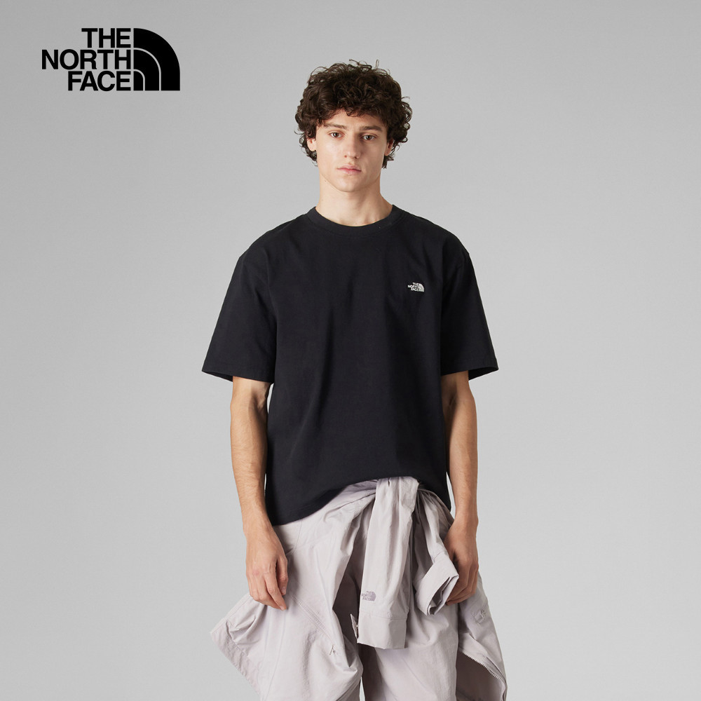 UE男款黑色純棉大尺寸印花短袖T恤｜8C6RJK3