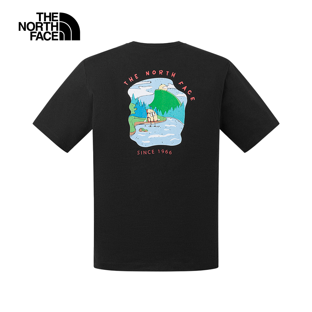 The North Face北面男女款黑色純棉舒適短袖T恤｜8GZ6JK3