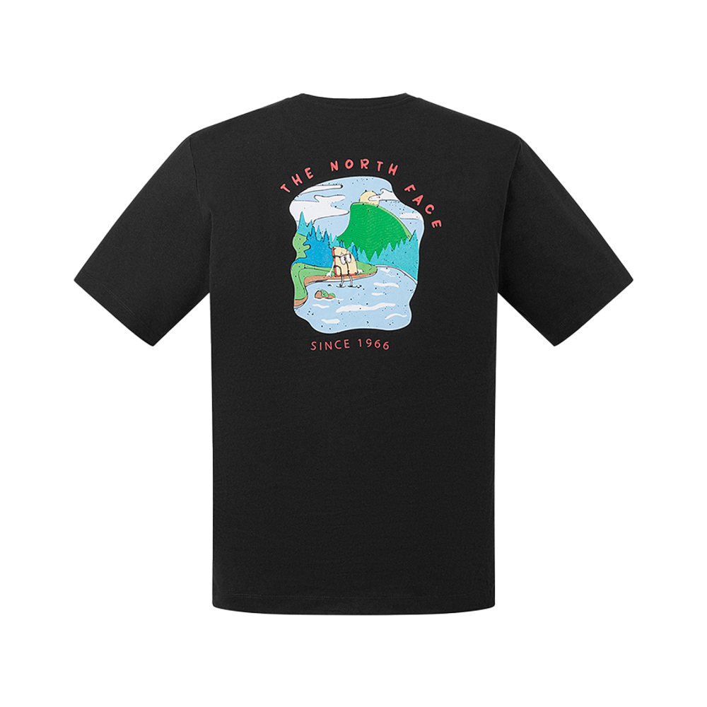 The North Face北面男女款黑色純棉舒適短袖T恤｜8GZ6JK3