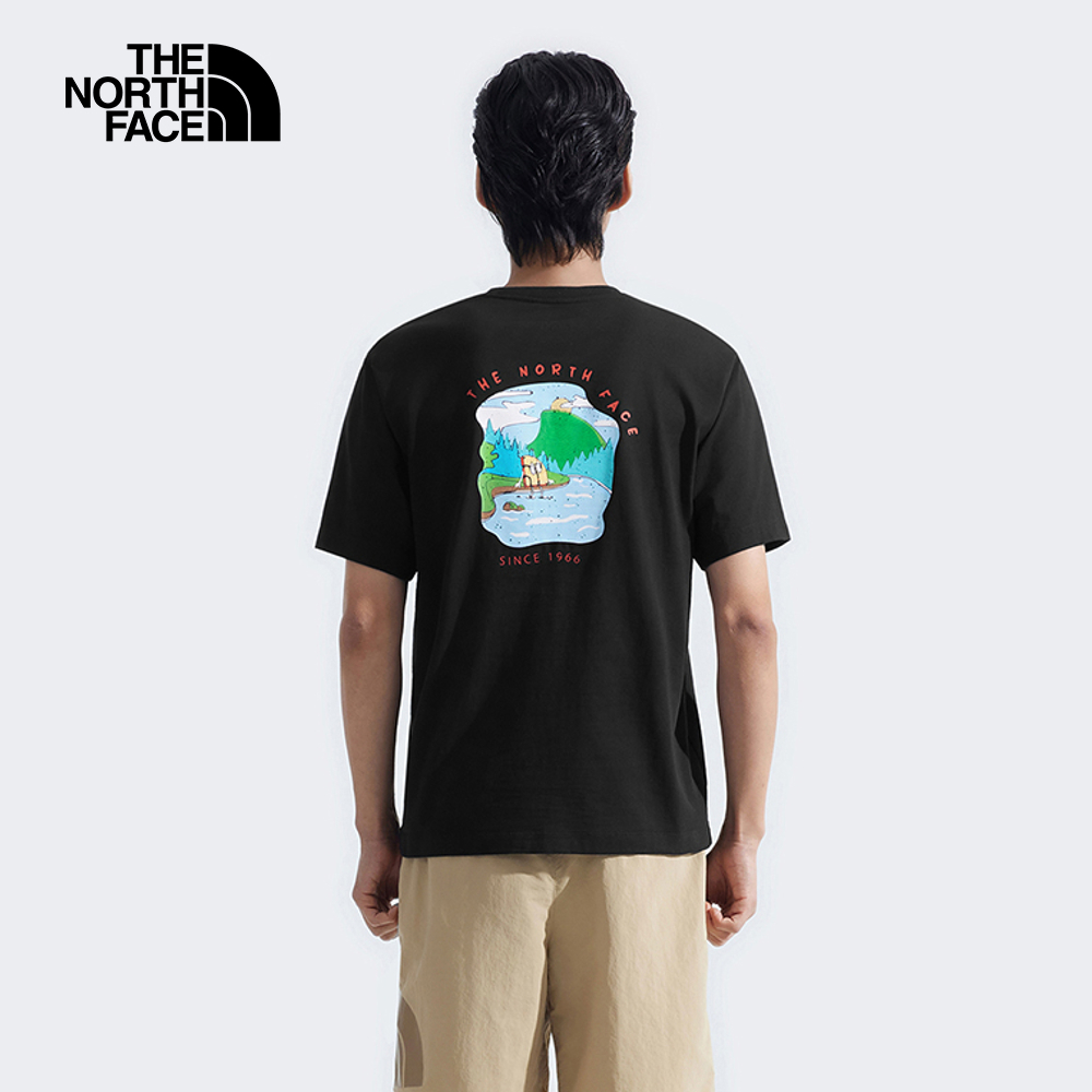 The North Face北面男女款黑色純棉舒適短袖T恤｜8GZ6JK3