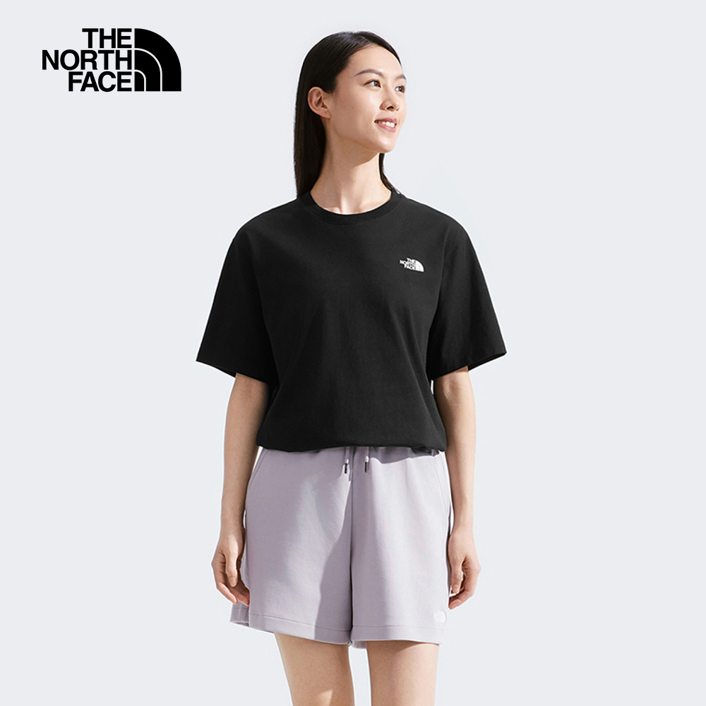 The North Face北面男女款黑色純棉舒適短袖T恤｜8GZ6JK3