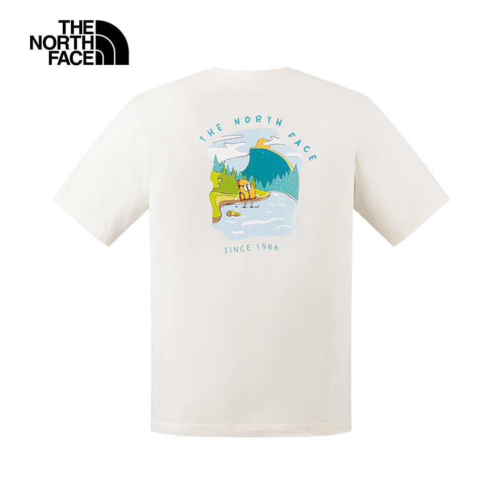 The North Face北面男女款米白色純棉舒適短袖T恤｜8GZ6QLI
