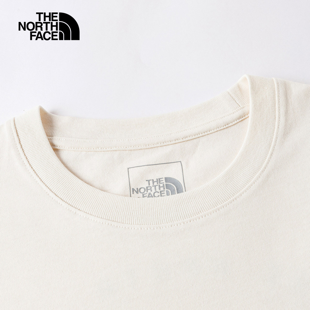 The North Face北面男女款米白色純棉舒適短袖T恤｜8GZ6QLI
