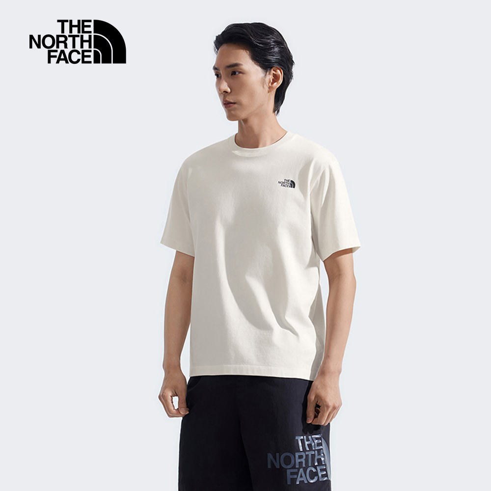 The North Face北面男女款米白色純棉舒適短袖T恤｜8GZ6QLI