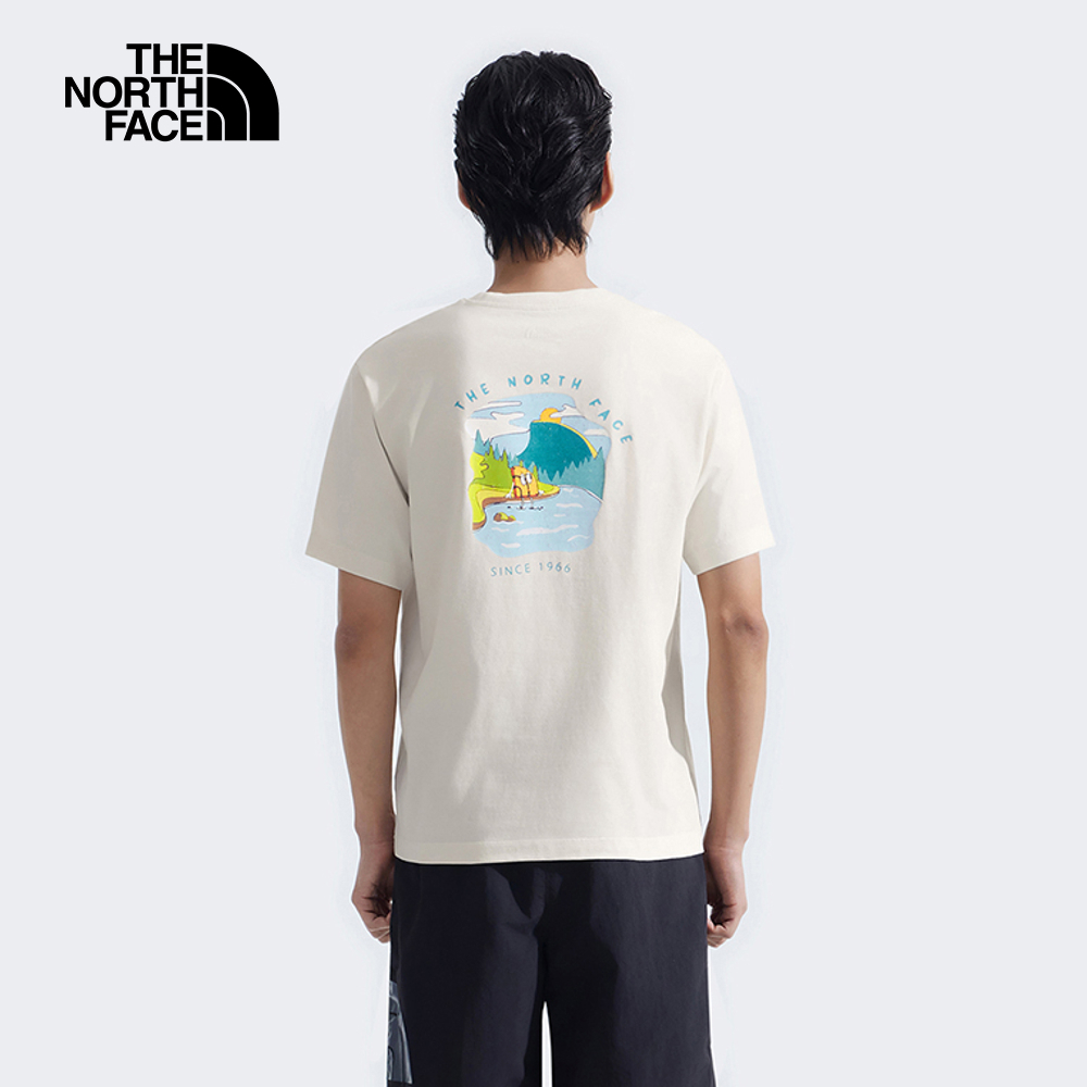 The North Face北面男女款米白色純棉舒適短袖T恤｜8GZ6QLI