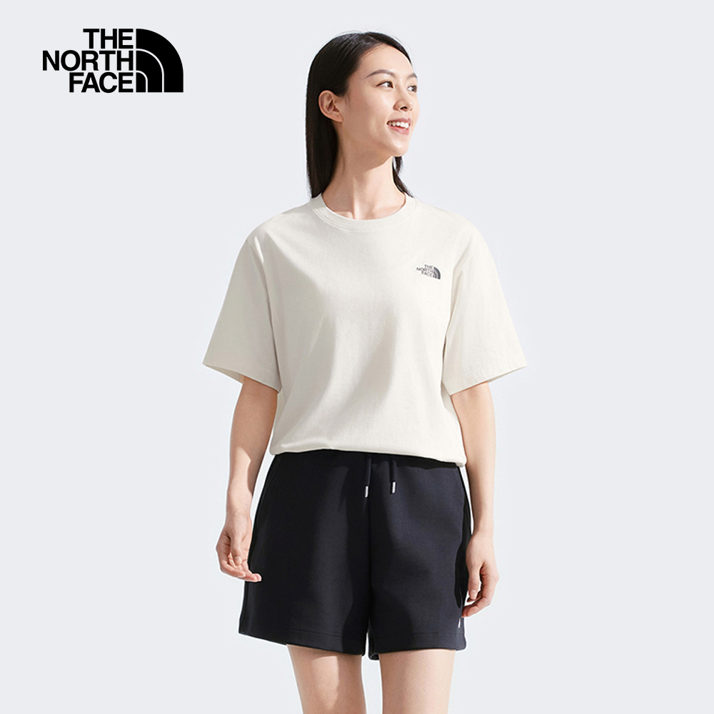 The North Face北面男女款米白色純棉舒適短袖T恤｜8GZ6QLI