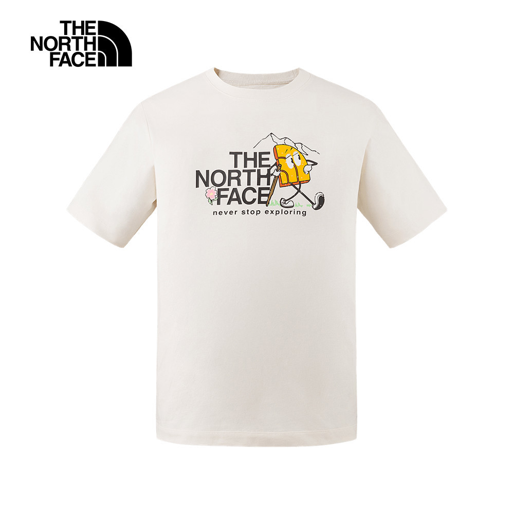 The North Face北面男女款米白色純棉舒適短袖T恤｜8GZ8QLI