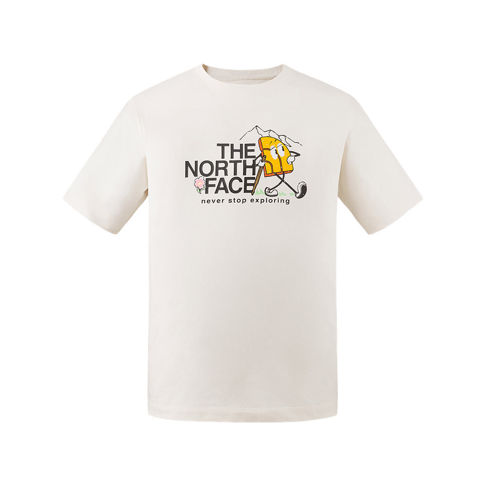 The North Face北面男女款米白色純棉舒適短袖T恤｜8GZ8QLI