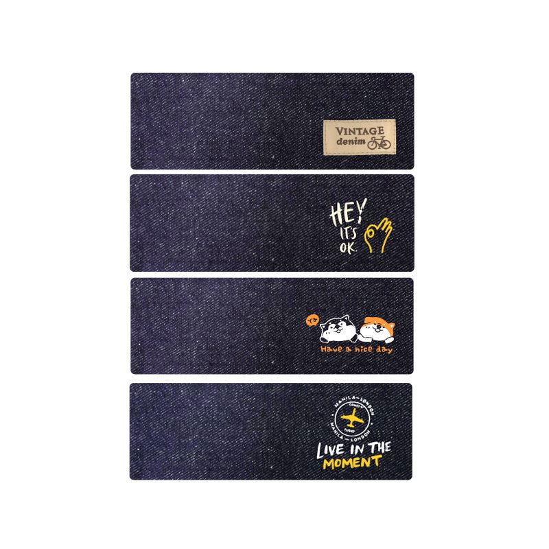 方型牛仔筆袋-織標/文字/柴犬/飛機