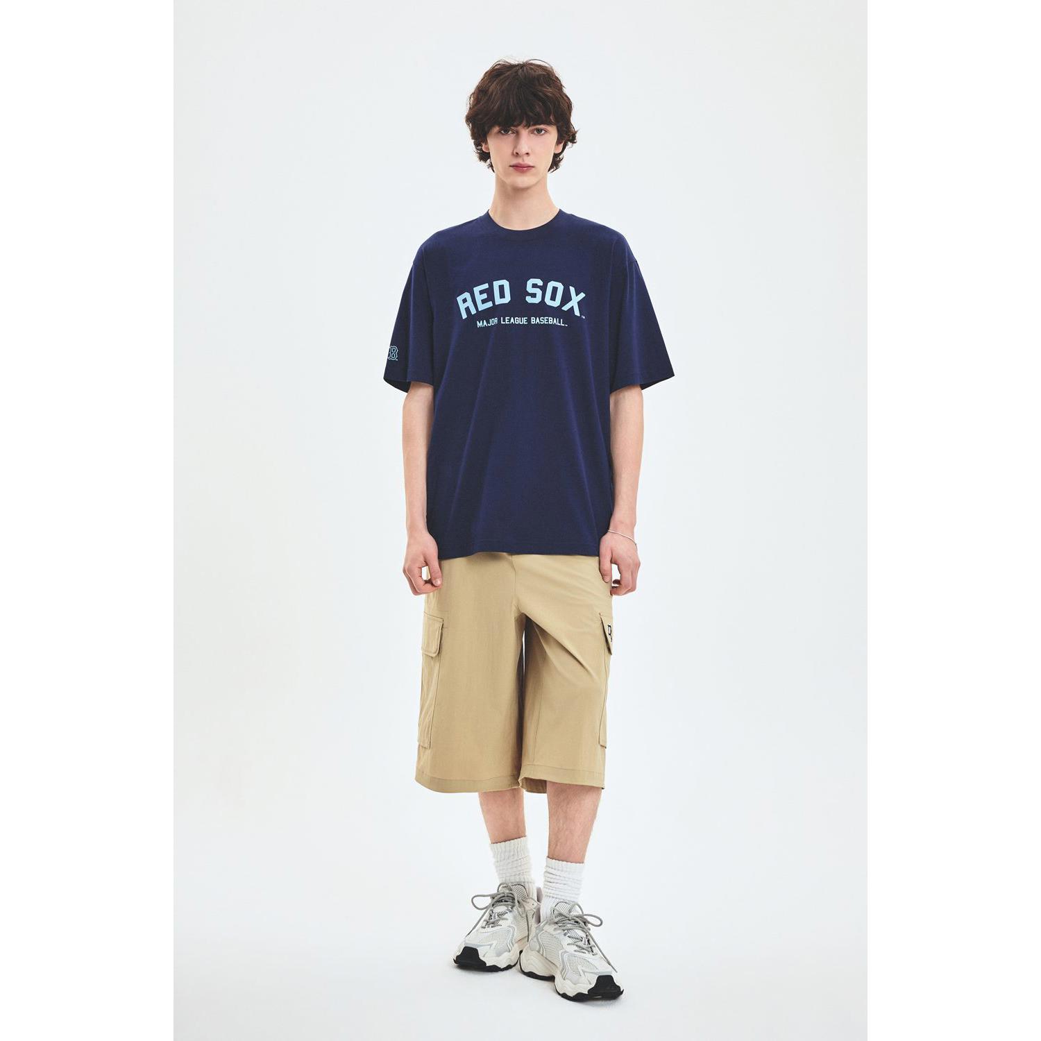 MLB 休閒短褲 大口袋 工裝 七分短褲Varsity系列 波士頓紅襪隊 (3ASMV0753-43BGS)