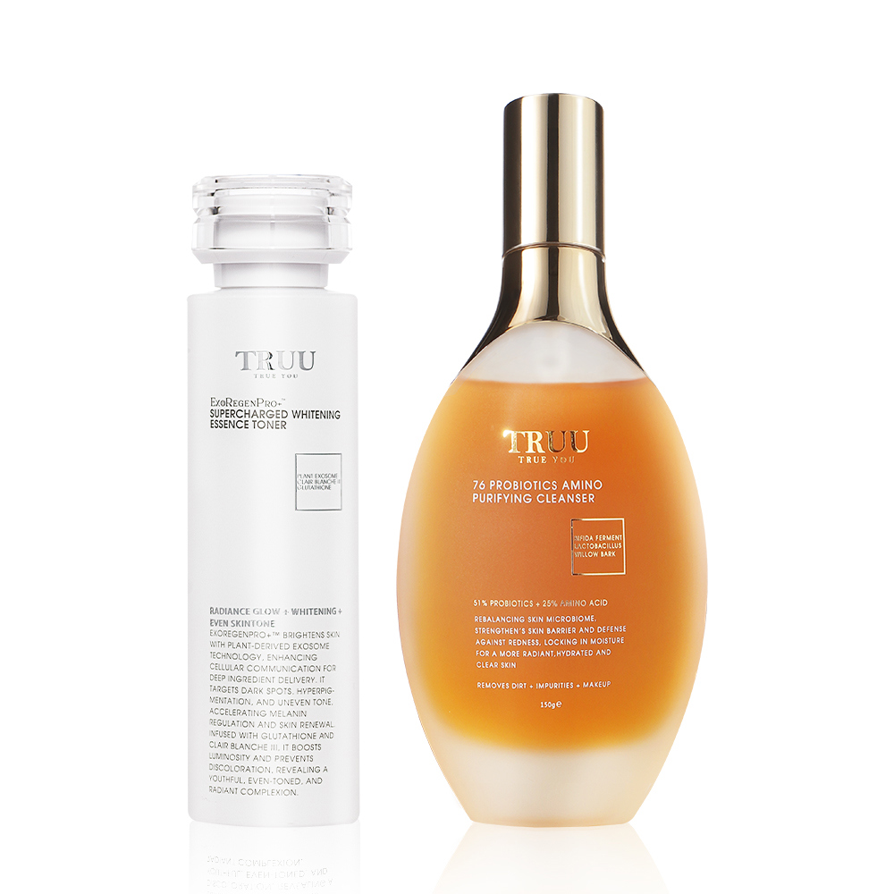 美白外泌體超導精華露【佩甄．小嫻推薦】+76酵母胺基酸淨膚潔顏露（防滑升級版）