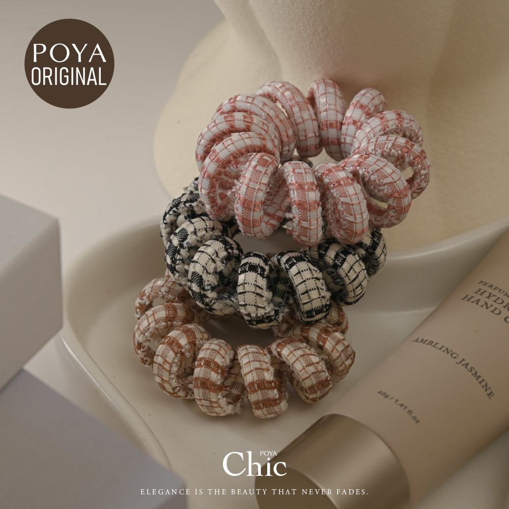 POYA CHIC電話線-布質格紋-6cm-多款任選